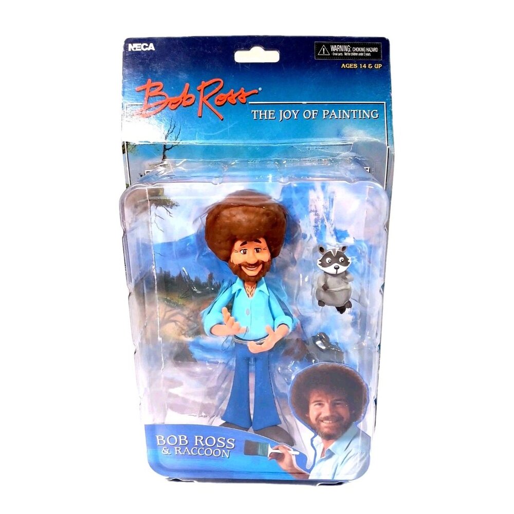 NECA Bob Ross and Raccoon The Joy of Painting 6" Figure New in Box - Picture 1 of 4